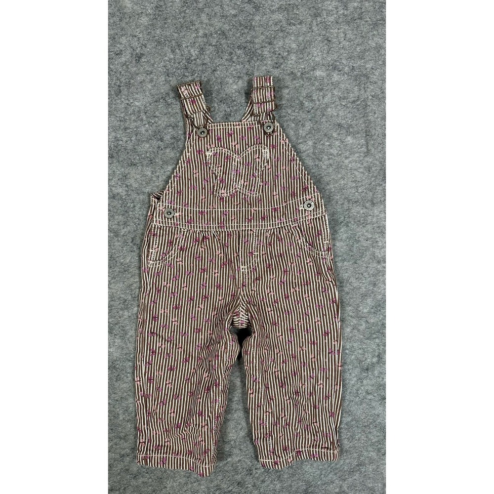 Oshkosh B'gosh Vestbak Overalls  Pink Purple Butterflies Stripes 9 Months
